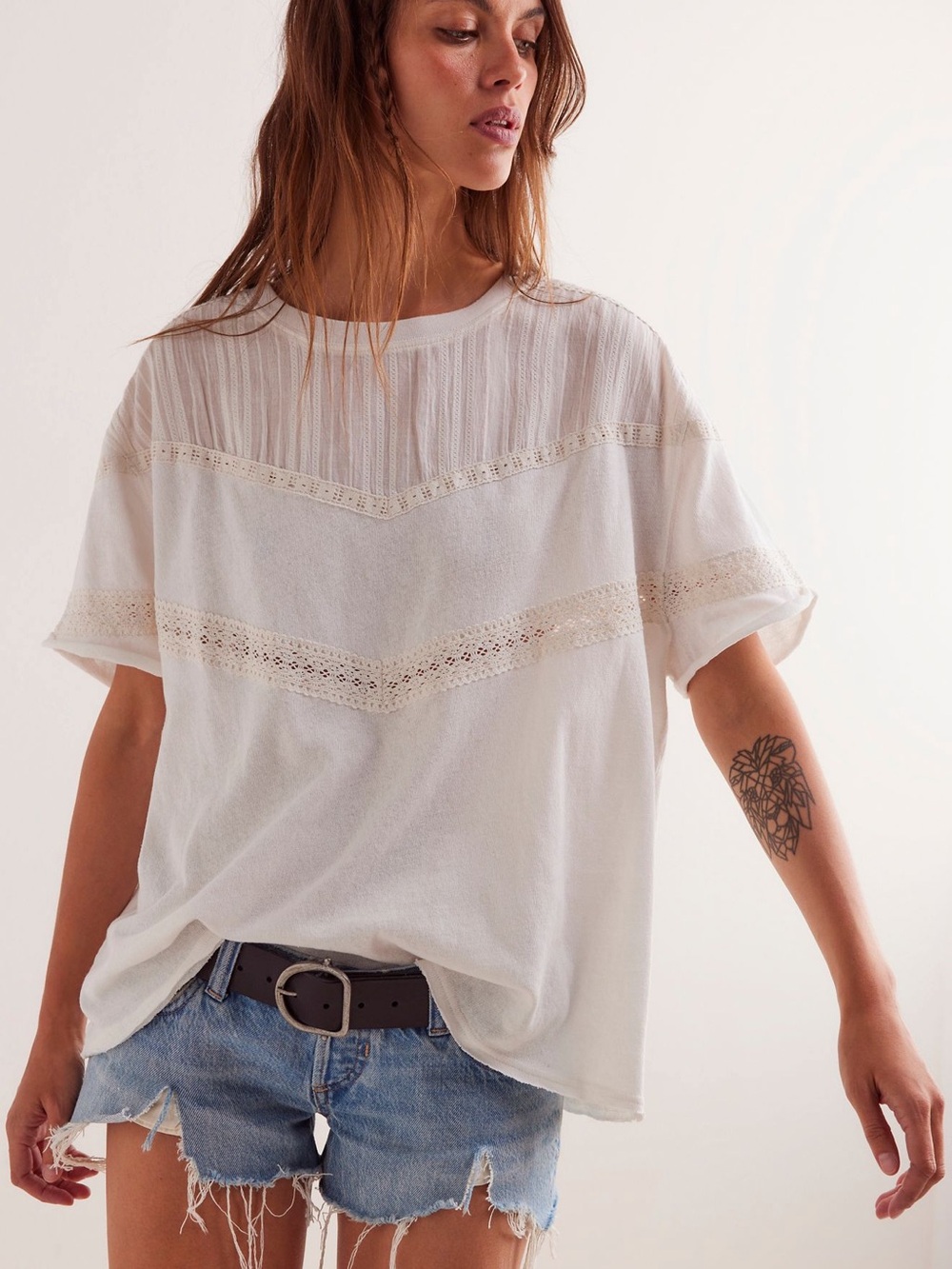 NWOT Free People We the Free Dorothy Tee in Ivory